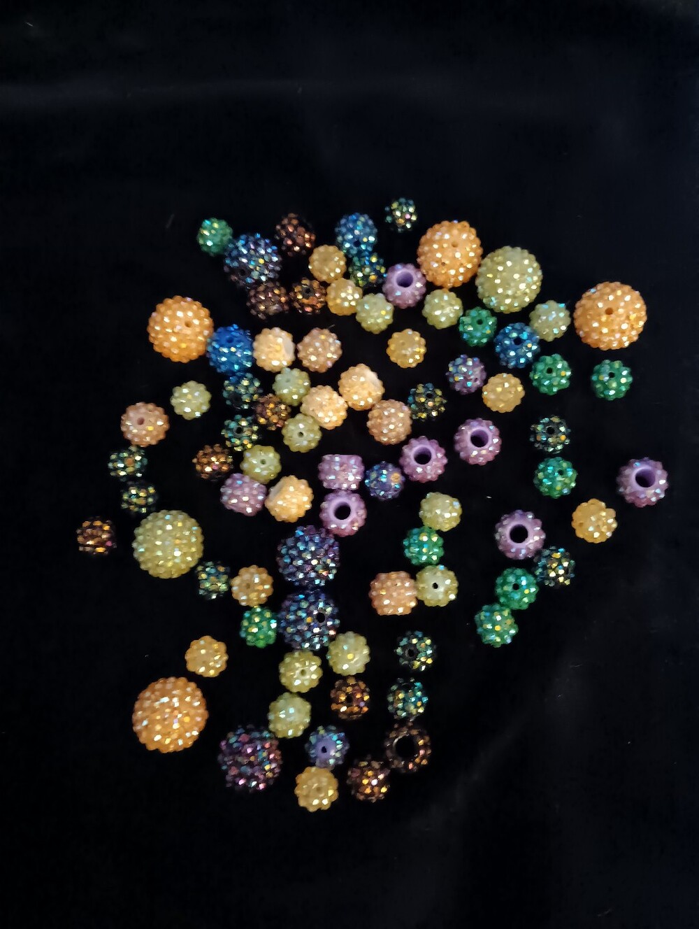 80 New Rhinestone Bubble/Disco Beads Mix Lot